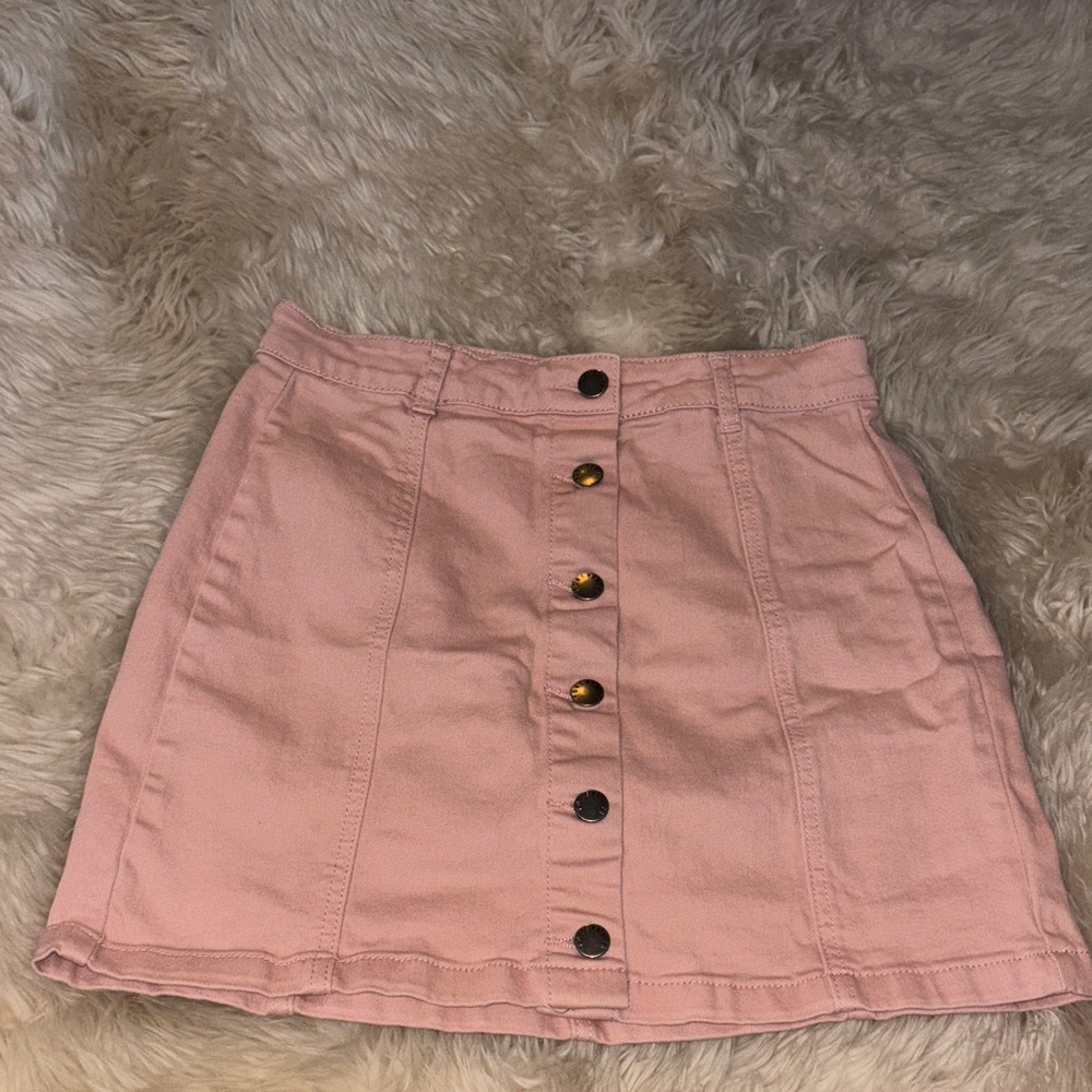 Forever 21 Pink Mini Skirt with Button Detail